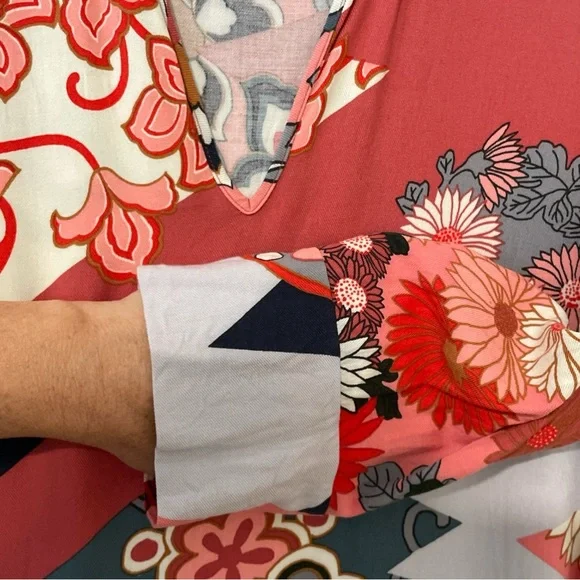 NATORI Multicolor Floral Caftan, size Small, swim coverup pjs loungewear cruise - Picture 5 of 11